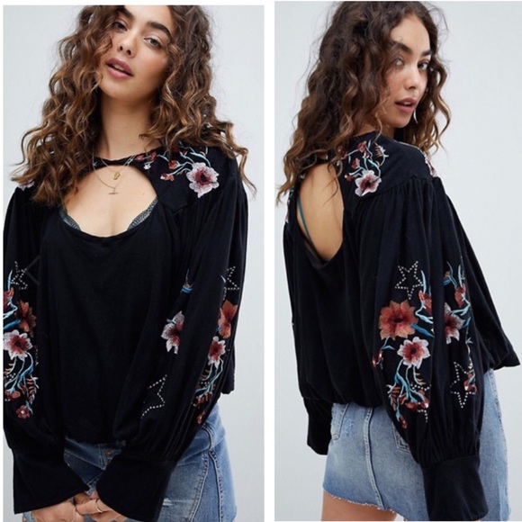 NWT Free People Black Lita Open Front and Back Top - Picture 1 of 8